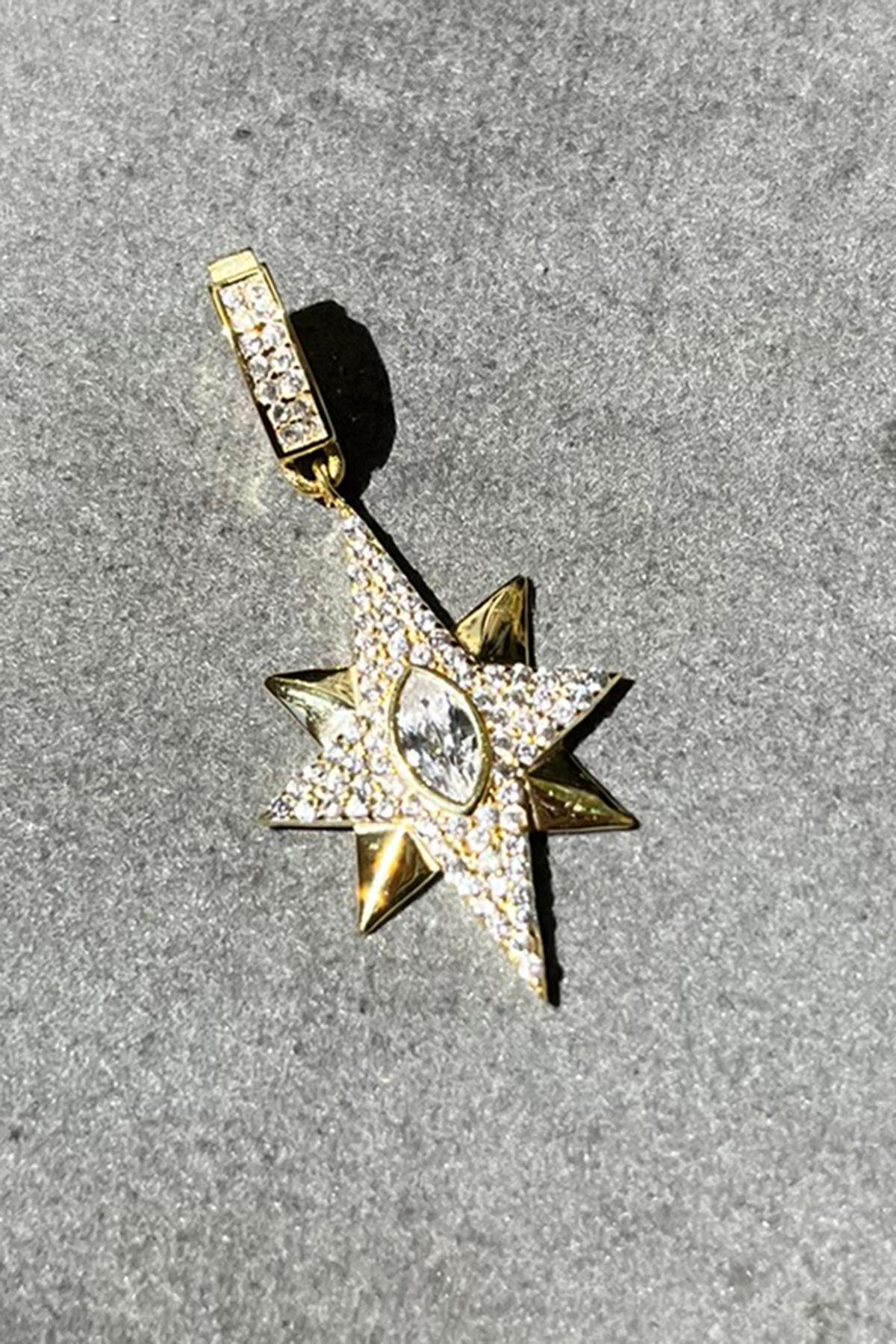 Taşlı Yıldız Model Gümüş Kolye Ucu By-8498