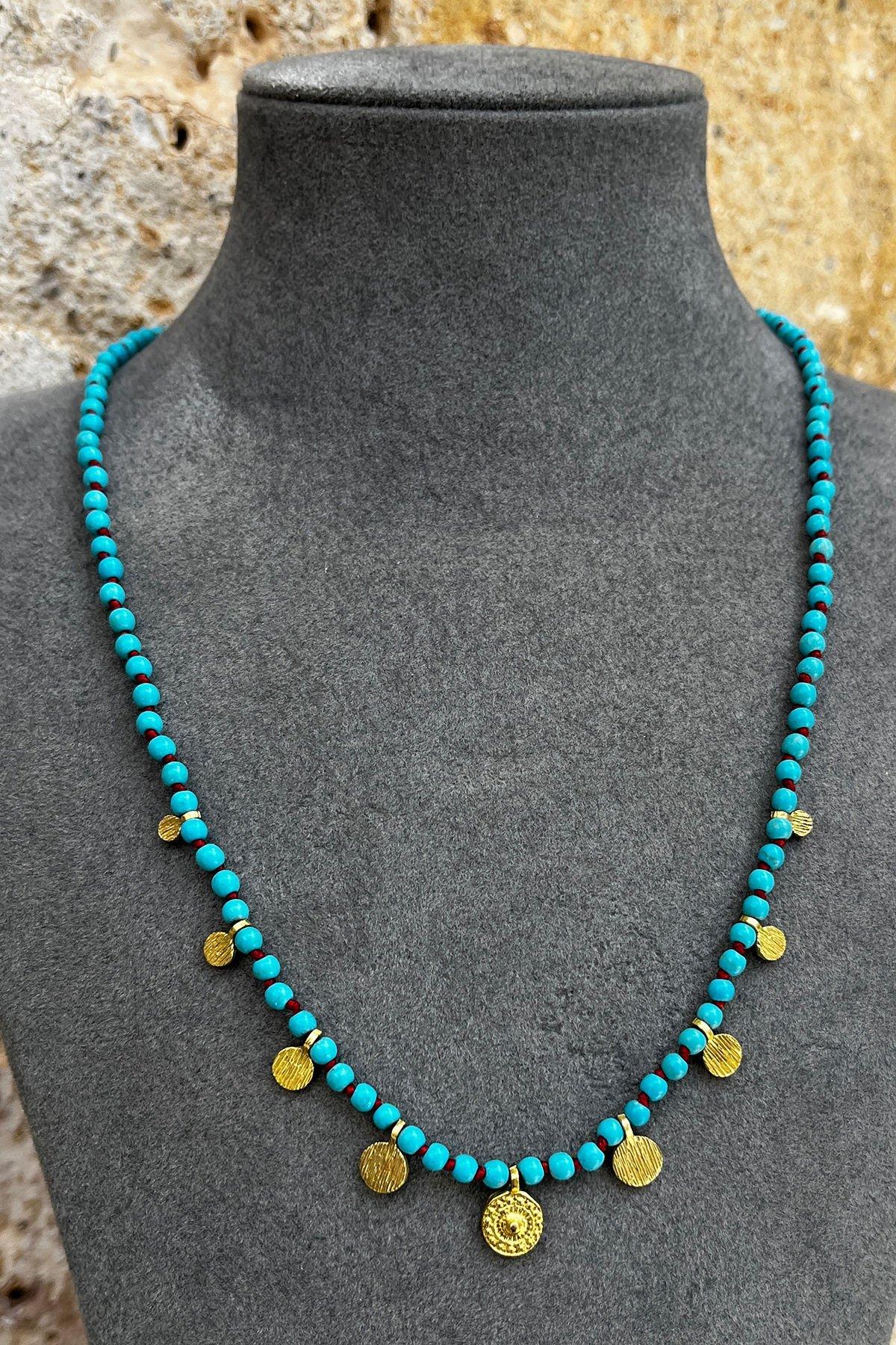 Turkuaz Taşlı Bronz Kolye By-8363