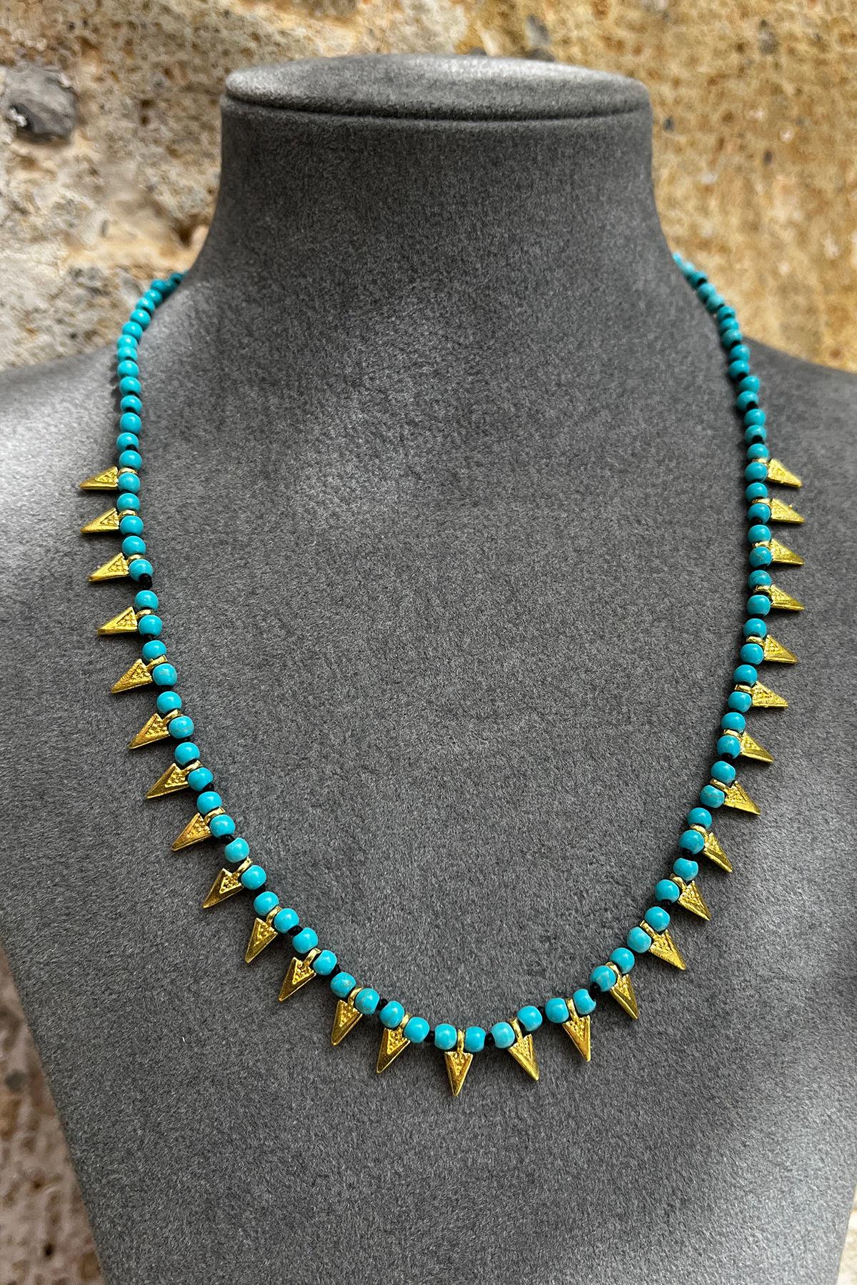 Turkuaz Taşlı Bronz Kolye By-8375