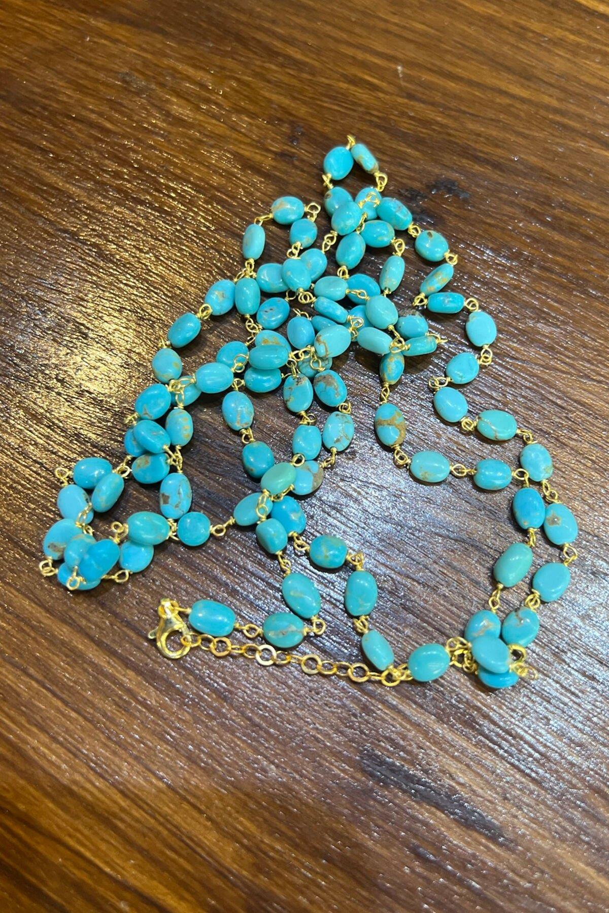 Turkuaz Taşlı Gümüş Kolye By-7086