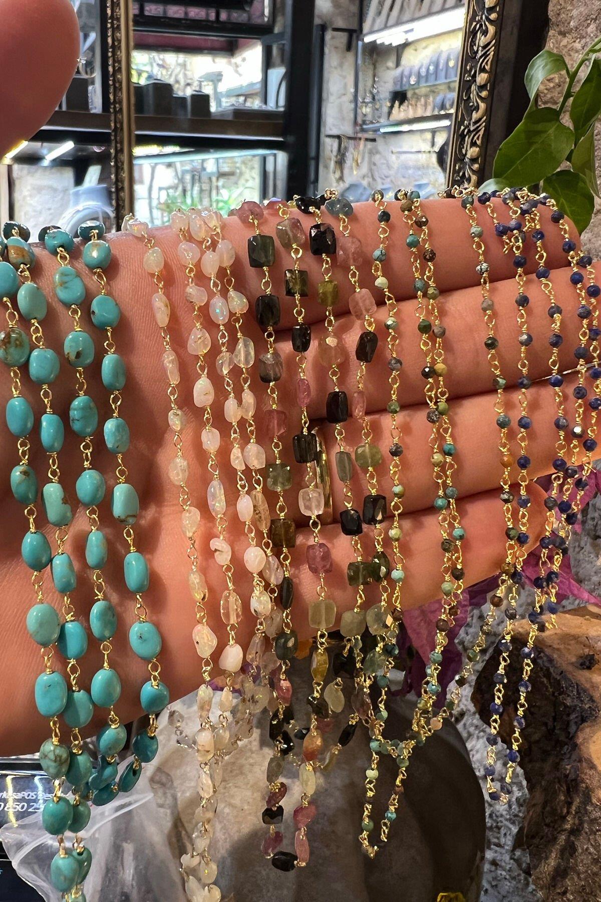 Turkuaz Taşlı Gümüş Kolye By-7086