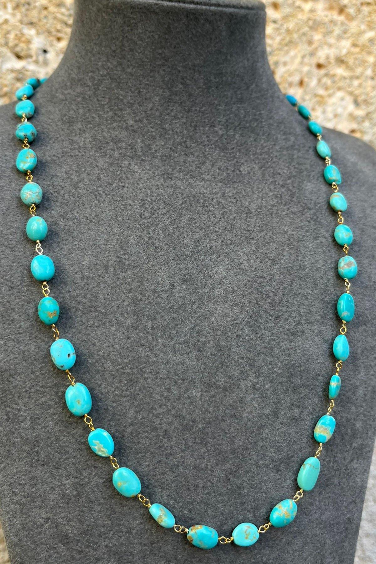 Turkuaz Taşlı Gümüş Kolye By-8025