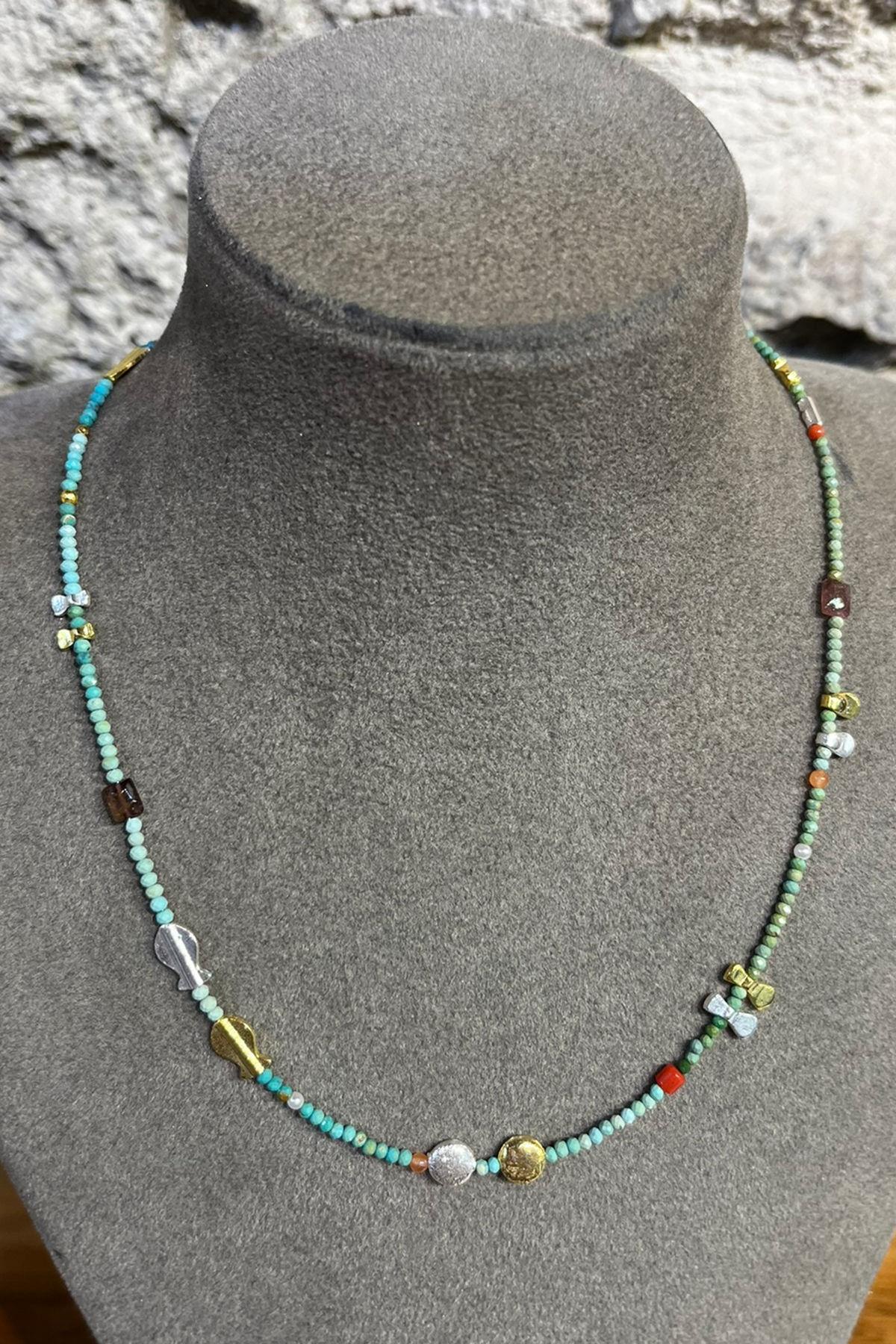 Turkuaz Taşlı Gümüş Kolye By-8681