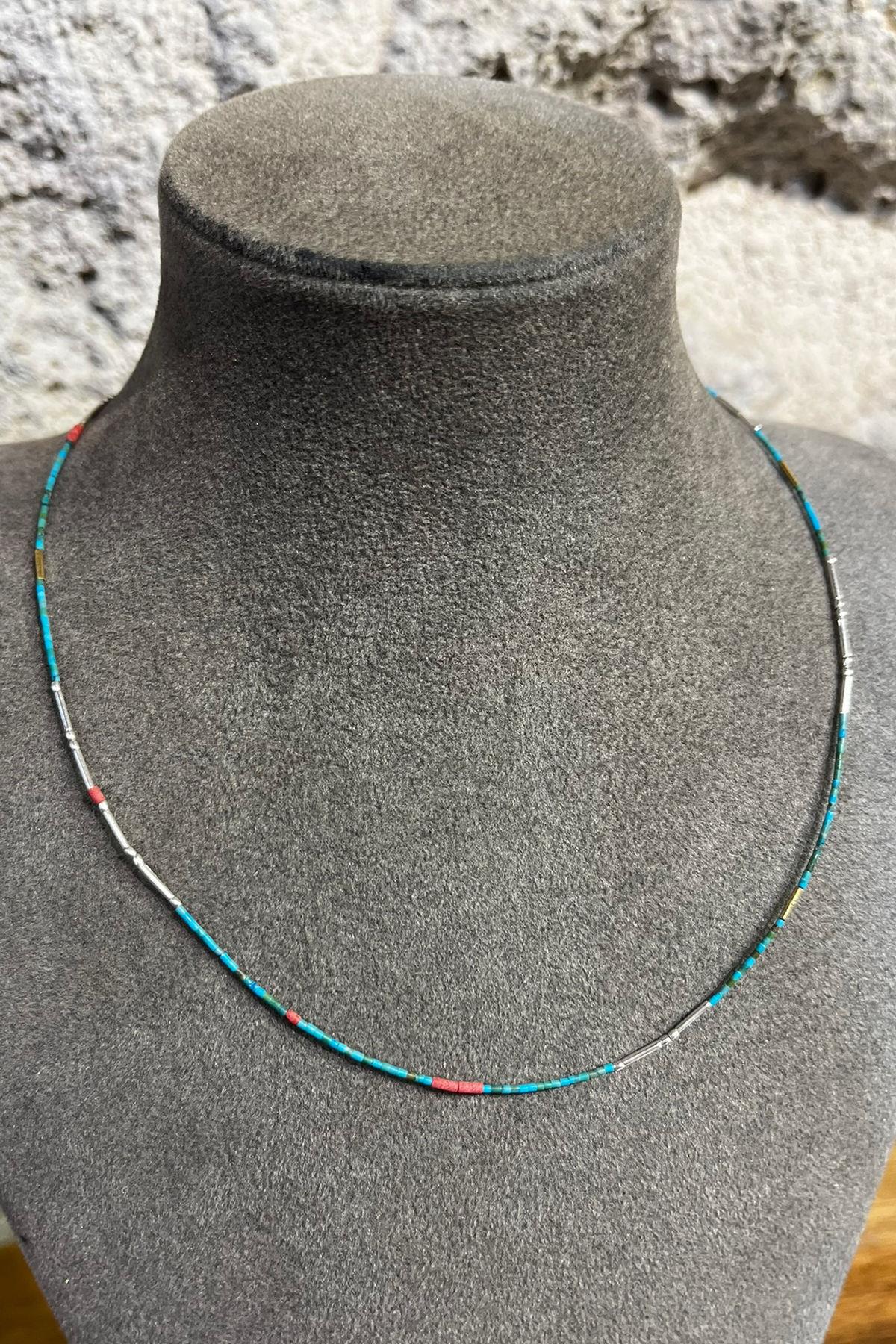 Turkuaz Taşlı Gümüş Kolye By-8695