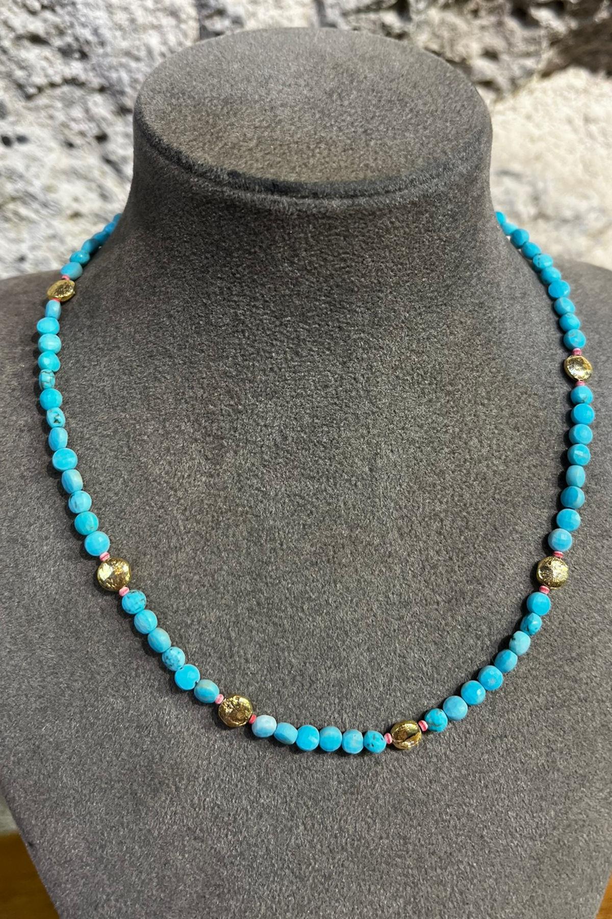 Turkuaz Taşlı Gümüş Kolye By-8702