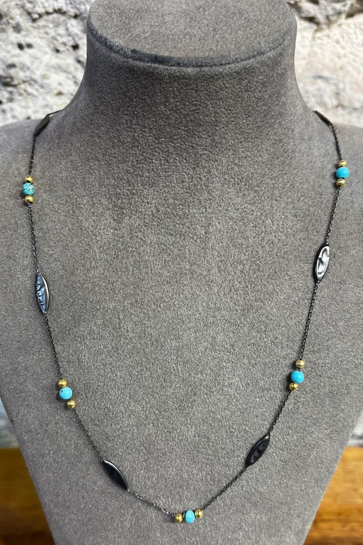 Turkuaz Taşlı Gümüş Kolye By-8710