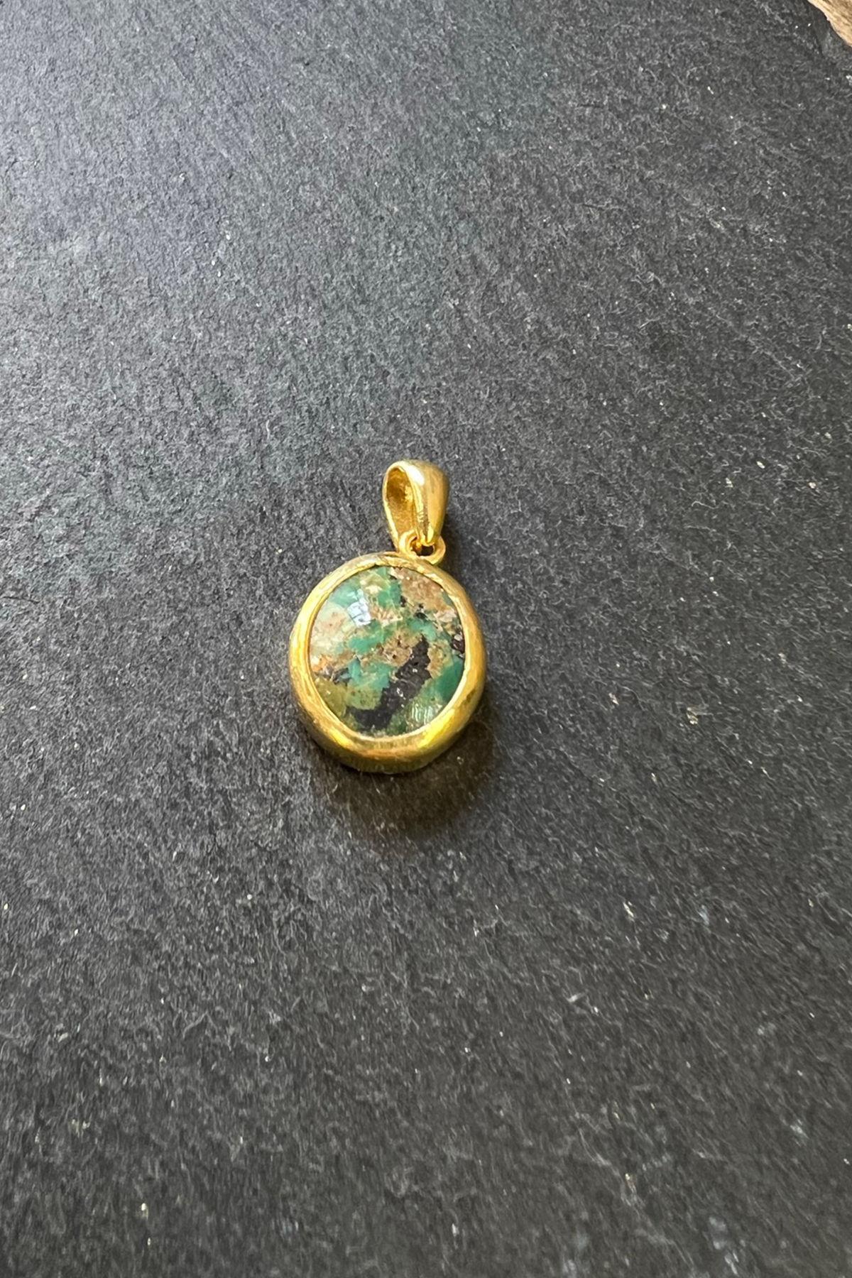 Turkuaz Taşlı Gümüş Kolye Ucu By-5822