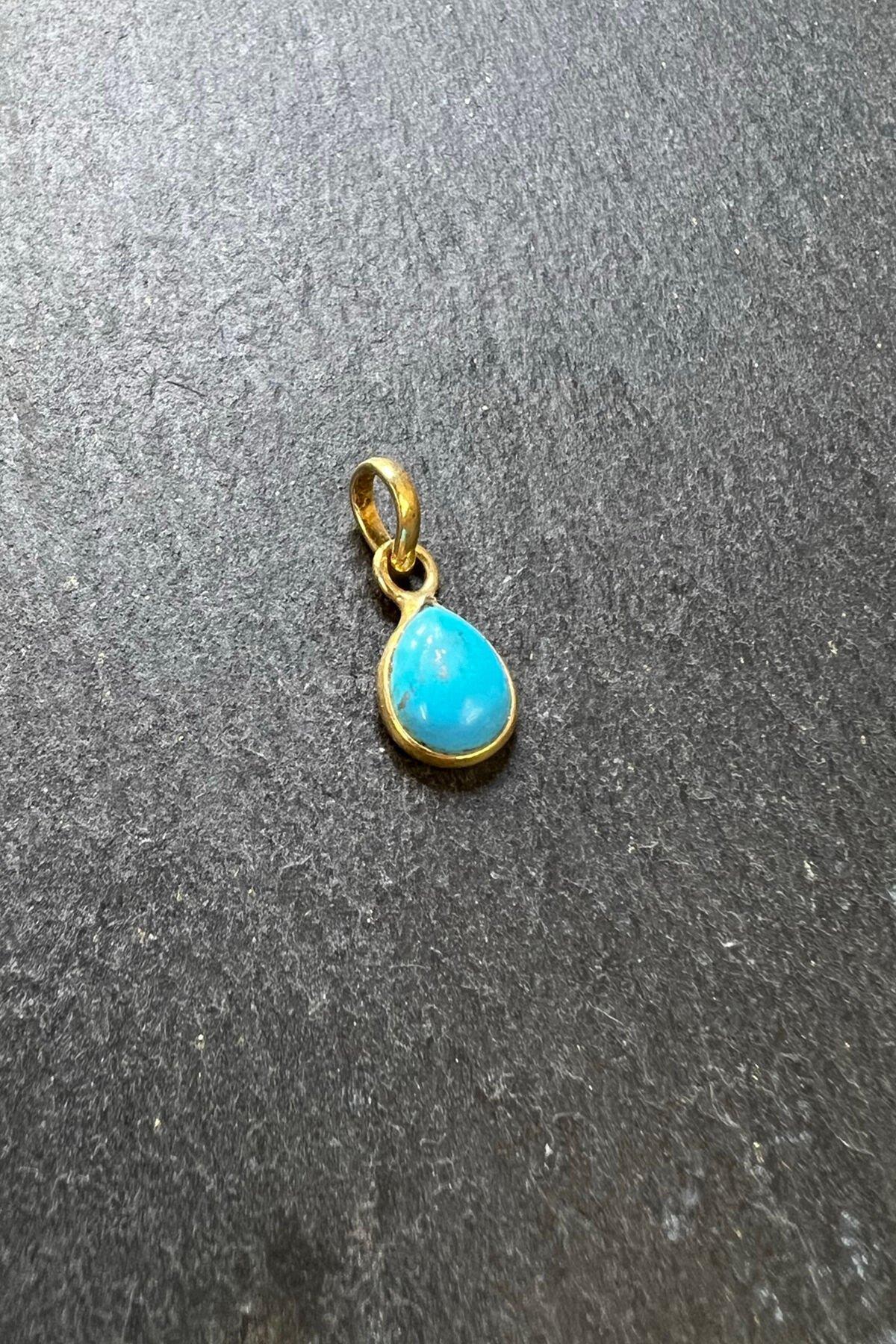 Turkuaz Taşlı Gümüş Kolye Ucu By-5836