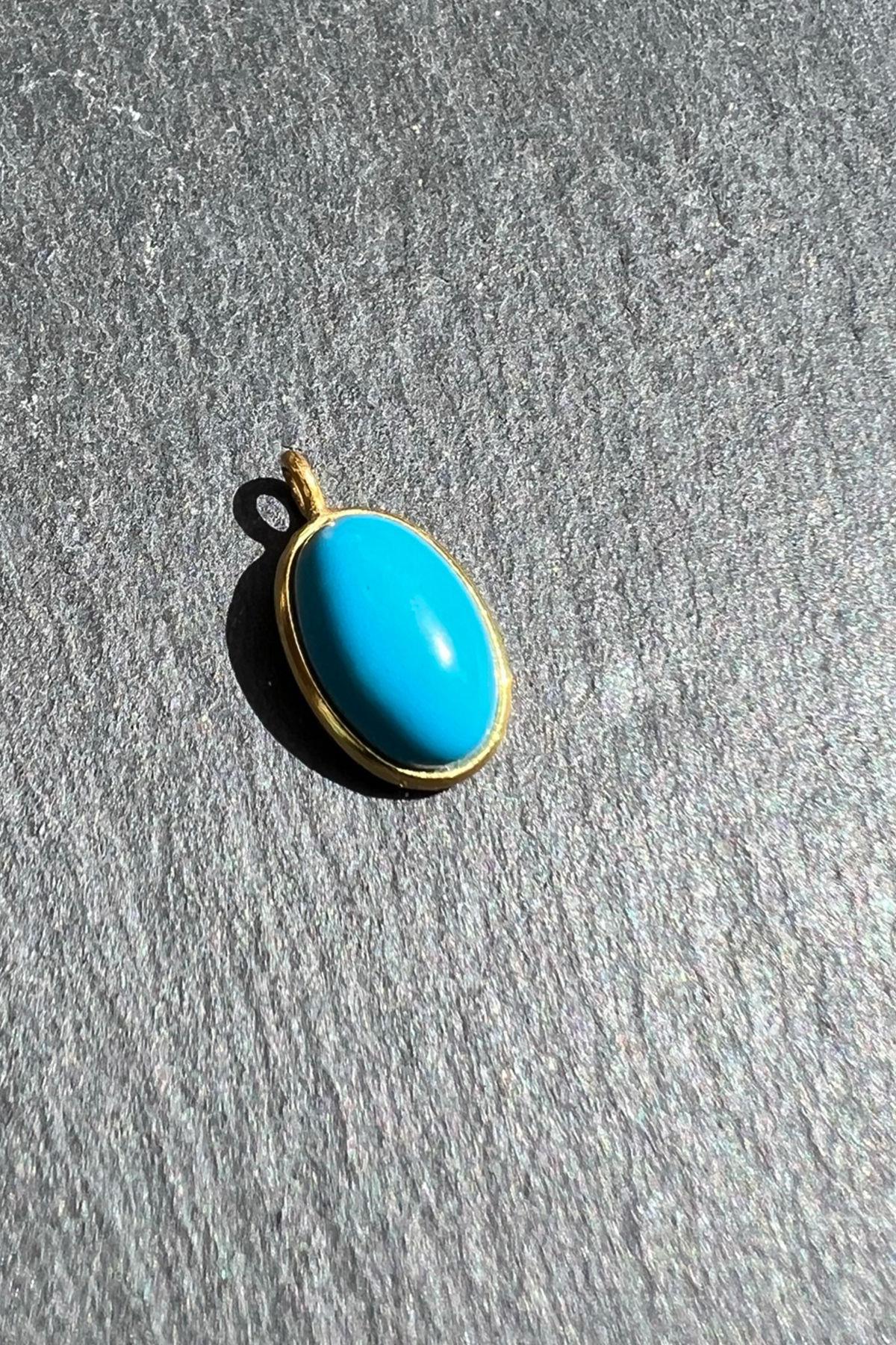 Turkuaz Taşlı Gümüş Kolye Ucu By-6078