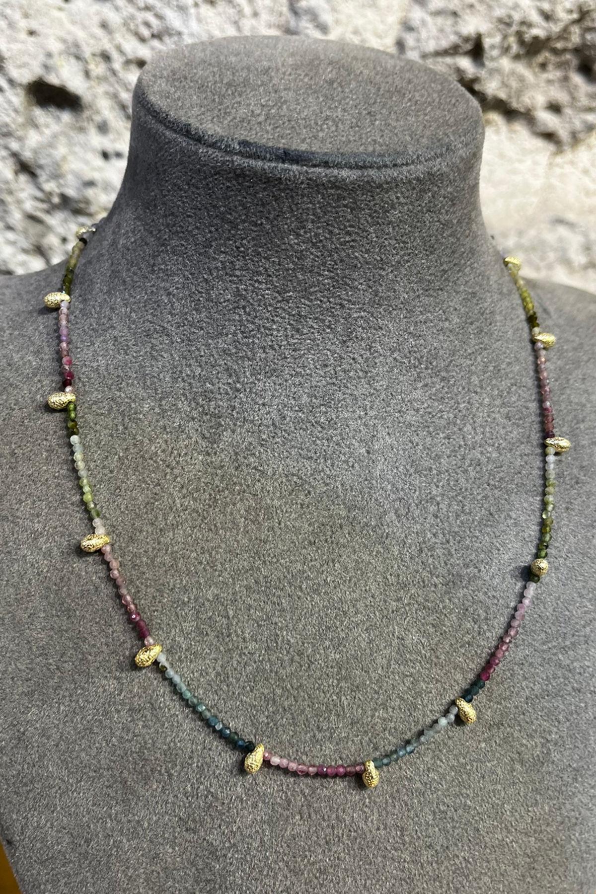 Turmalin Taşlı Gümüş Kolye By-8674