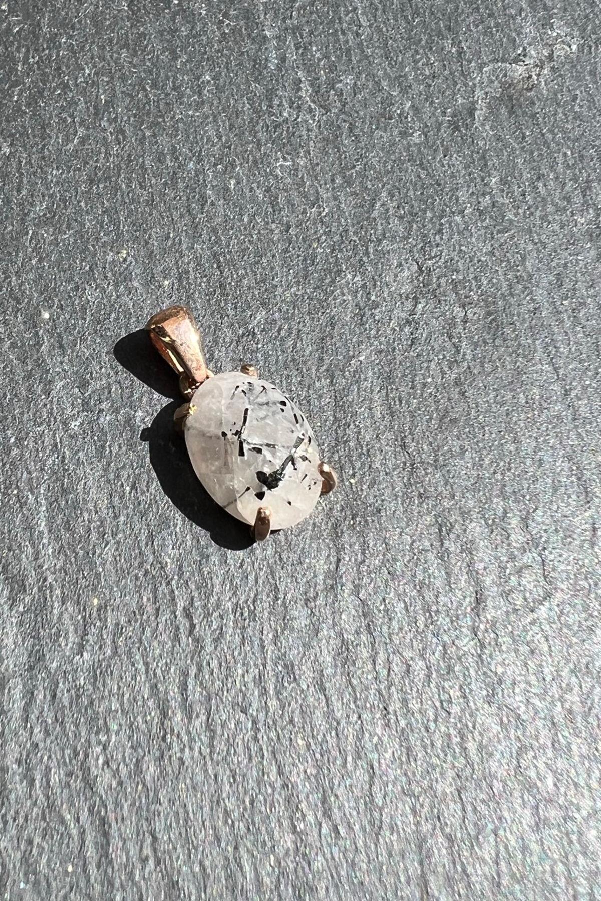 Turmalin Taşlı Gümüş Kolye Ucu By-6079