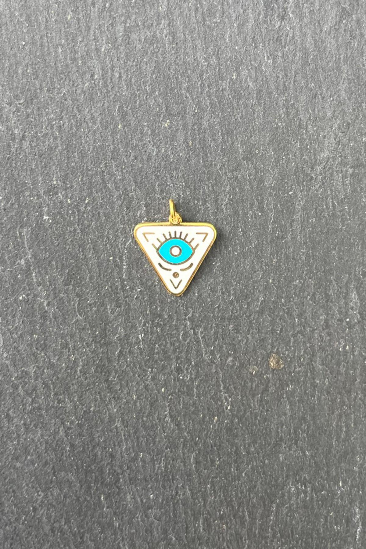 Üçgen Model Göz Detaylı Gümüş Kolye Ucu By-7653