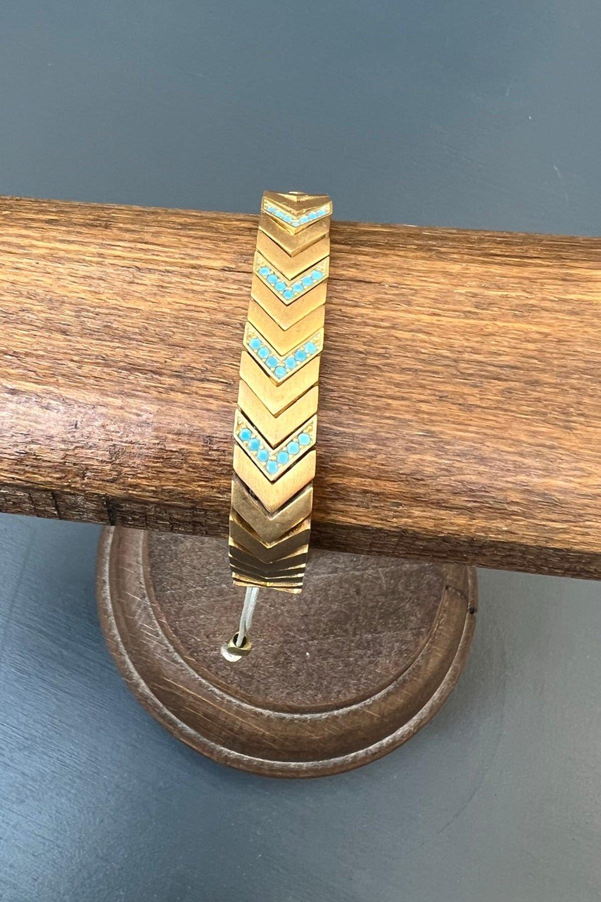 Üçgen Model Taşlı Bronz Bileklik By-6877