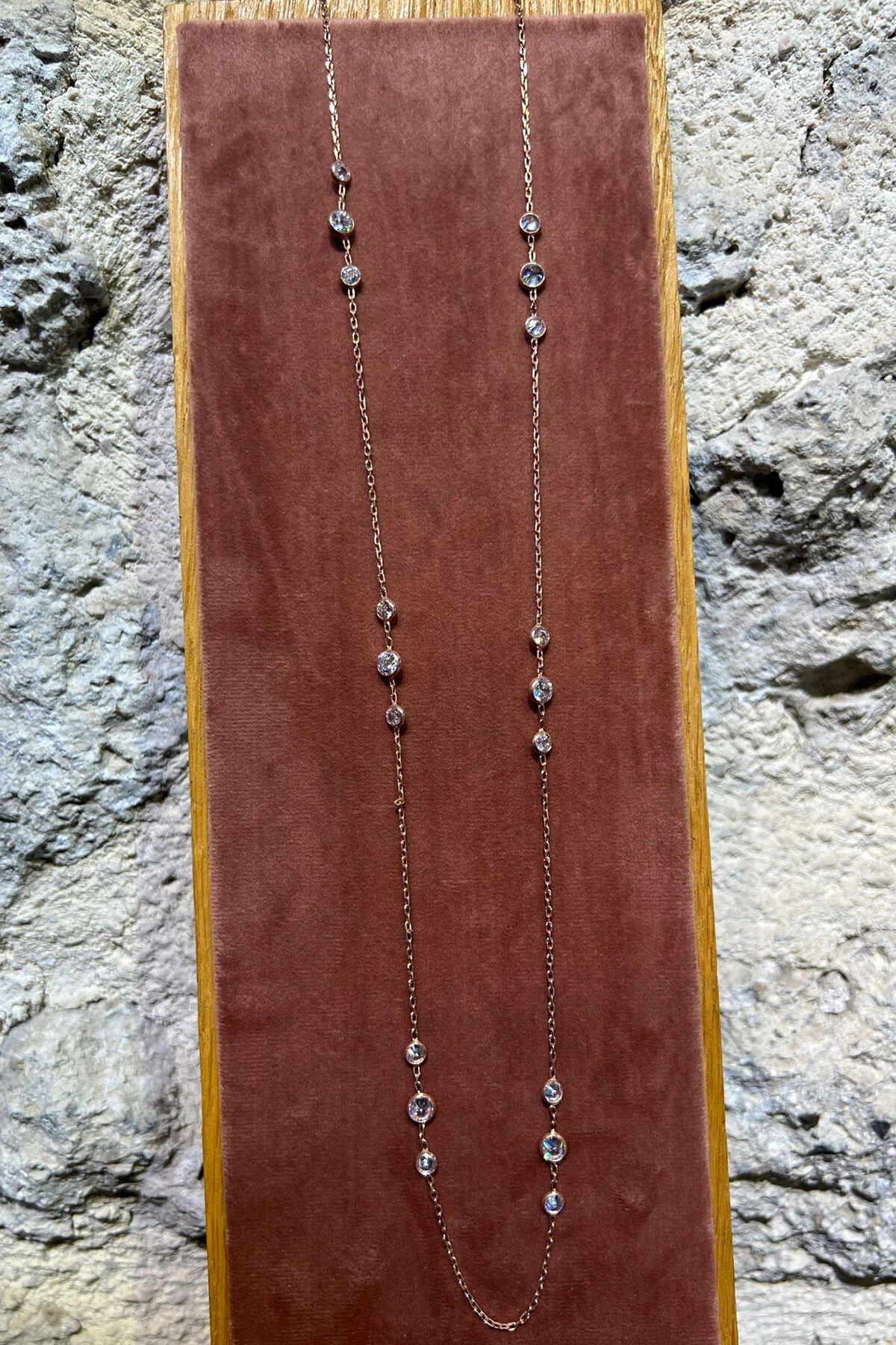 Üçlü Taşlı Gümüş Kolye By-6305