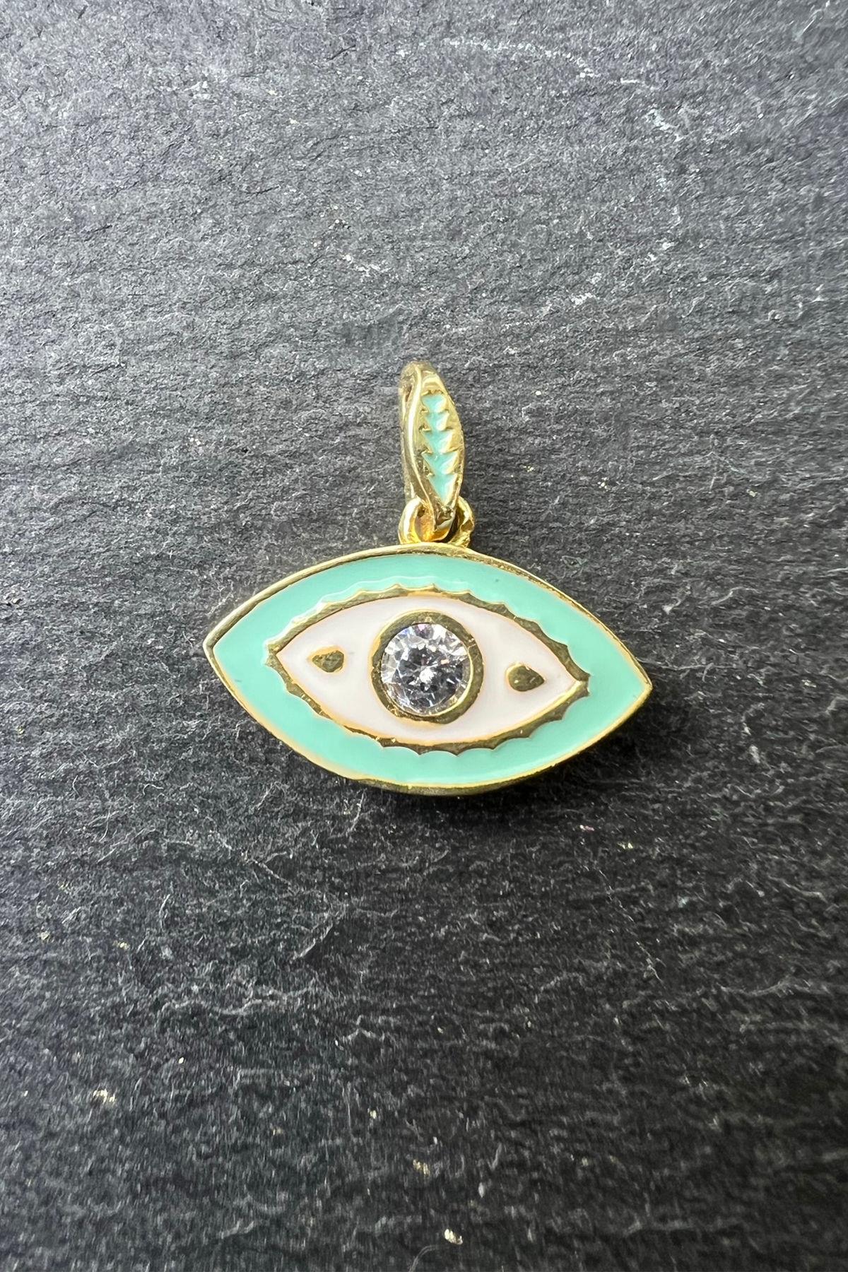 Yeşil Göz Desenli Gümüş Kolye Ucu By-6167