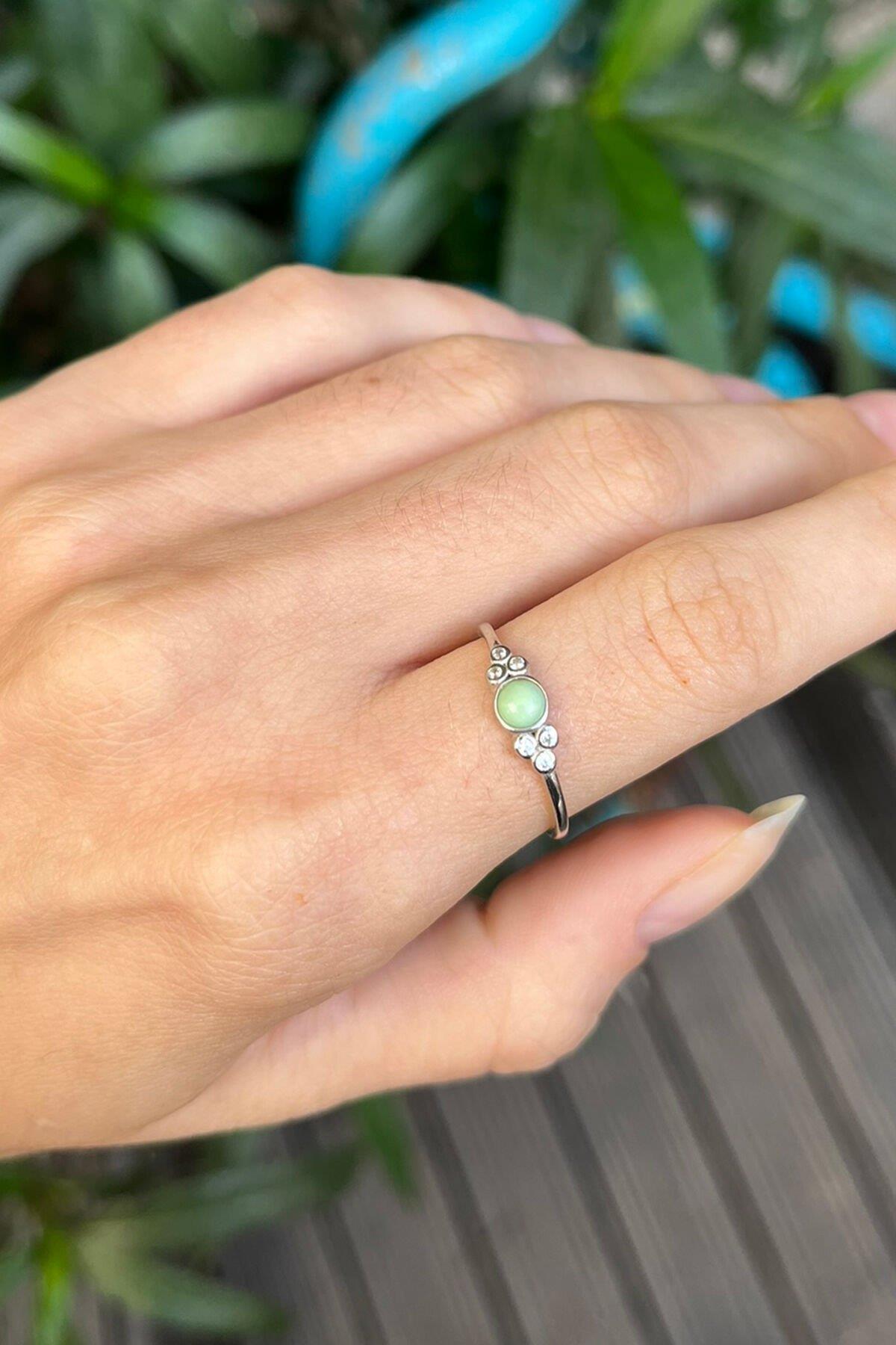 Yeşim Taşlı Gümüş Yüzük By-8045