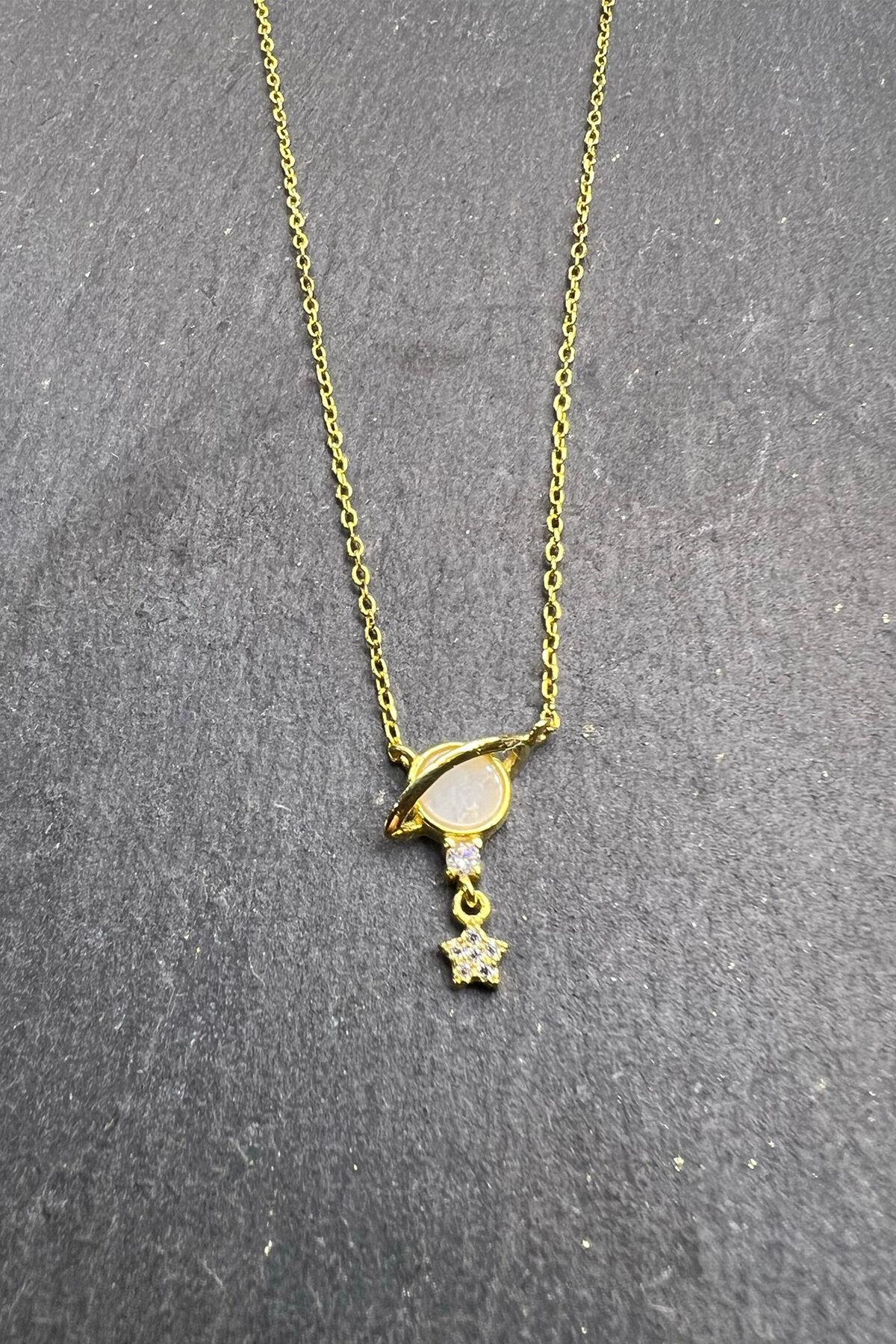 Yıldız Desenli Gümüş Kolye By-5959