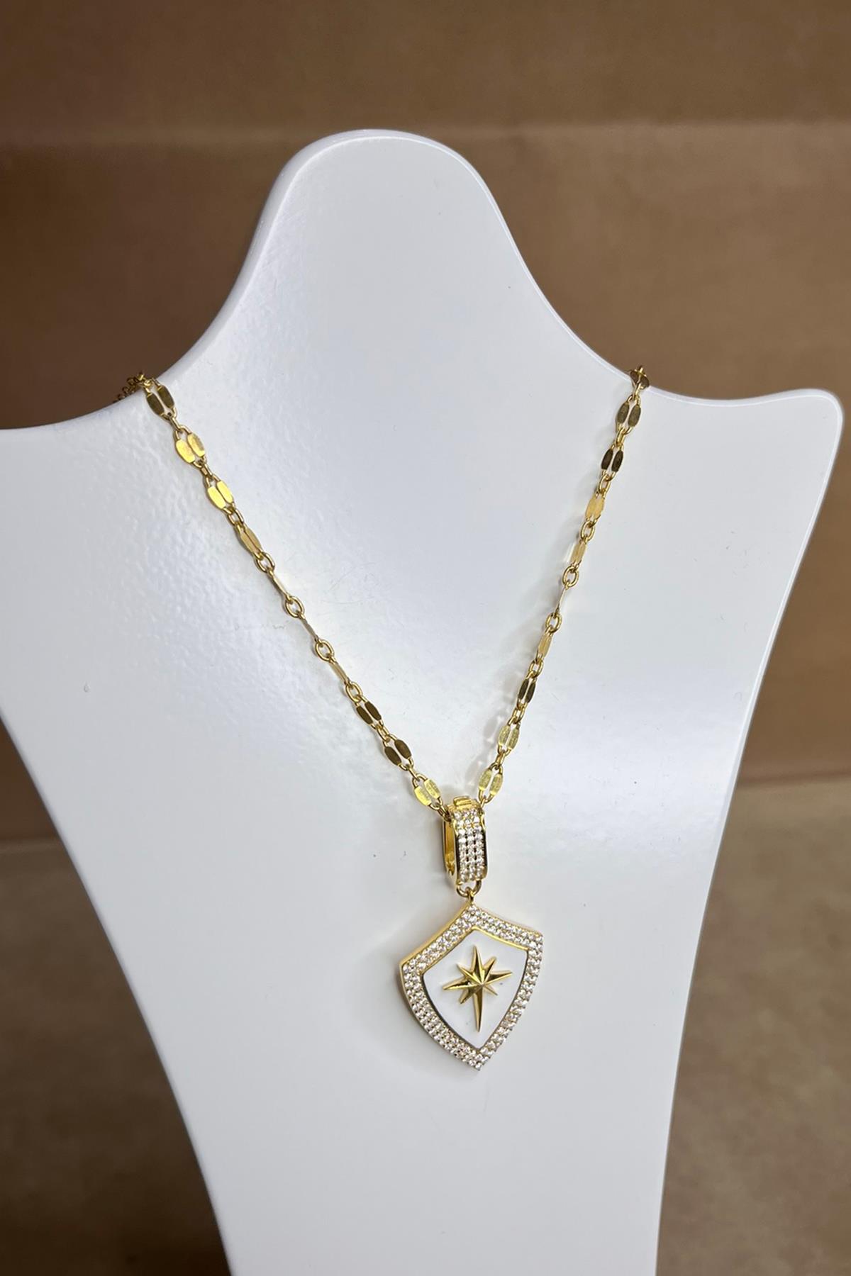 Yıldız Model Taşlı Gümüş Kolye By-8915