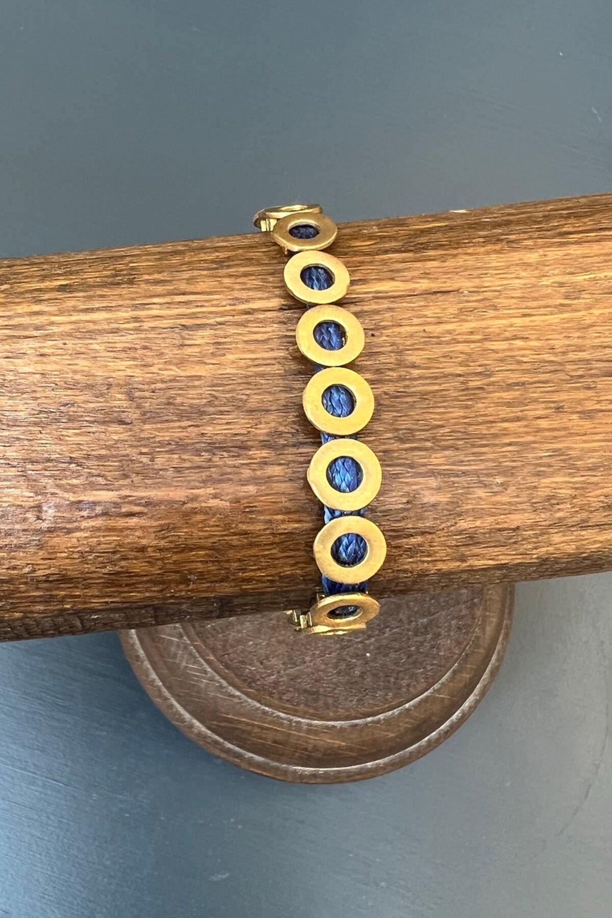 Yuvarlak Model Mavi Bronz Bileklik By-6872