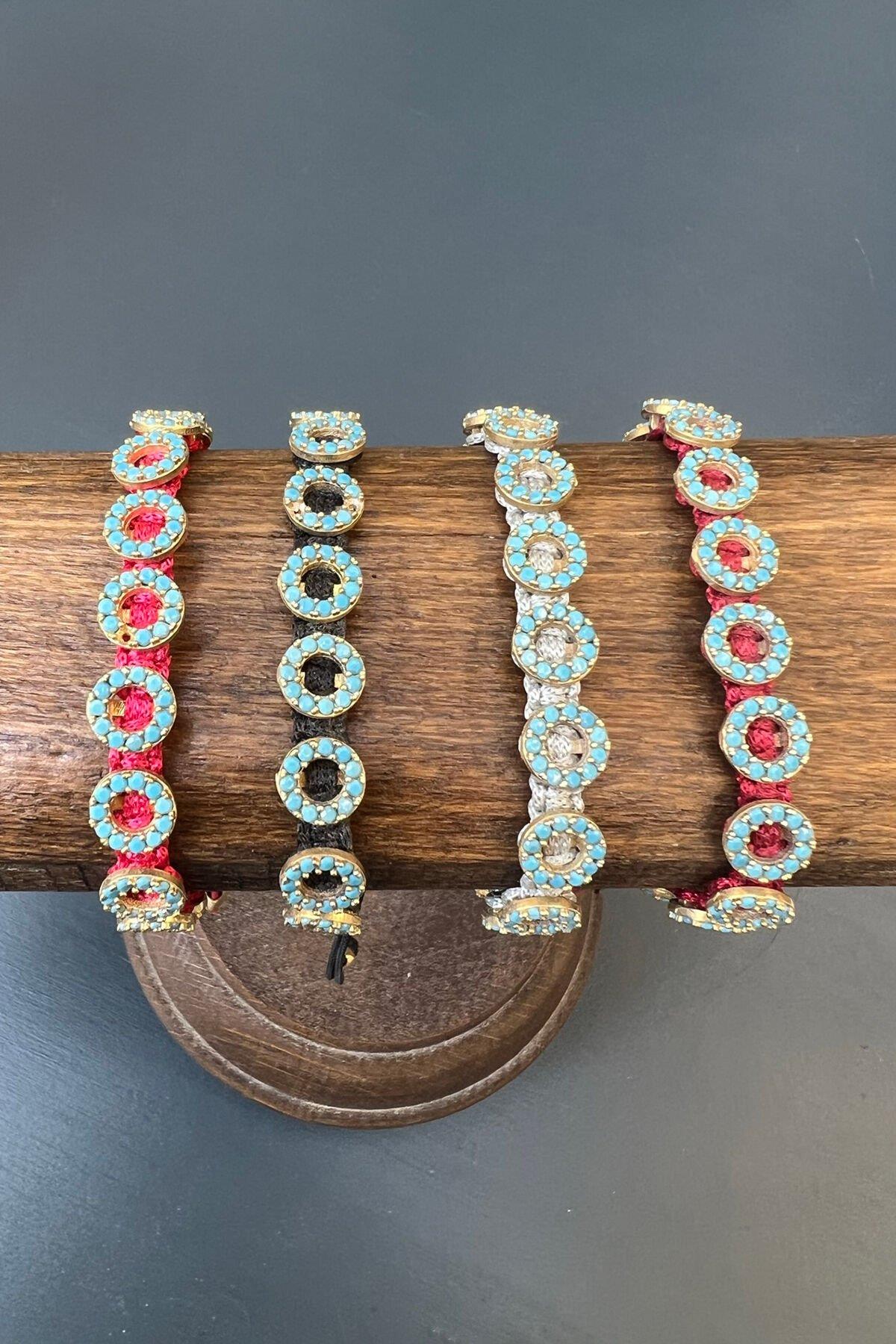 Yuvarlak Model Taşlı Bronz Bileklik By-6855