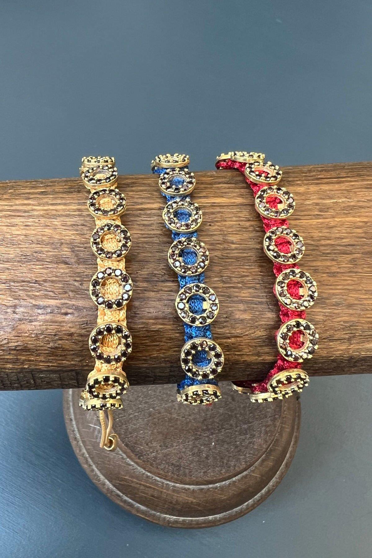 Yuvarlak Model Taşlı Bronz Bileklik By-6856