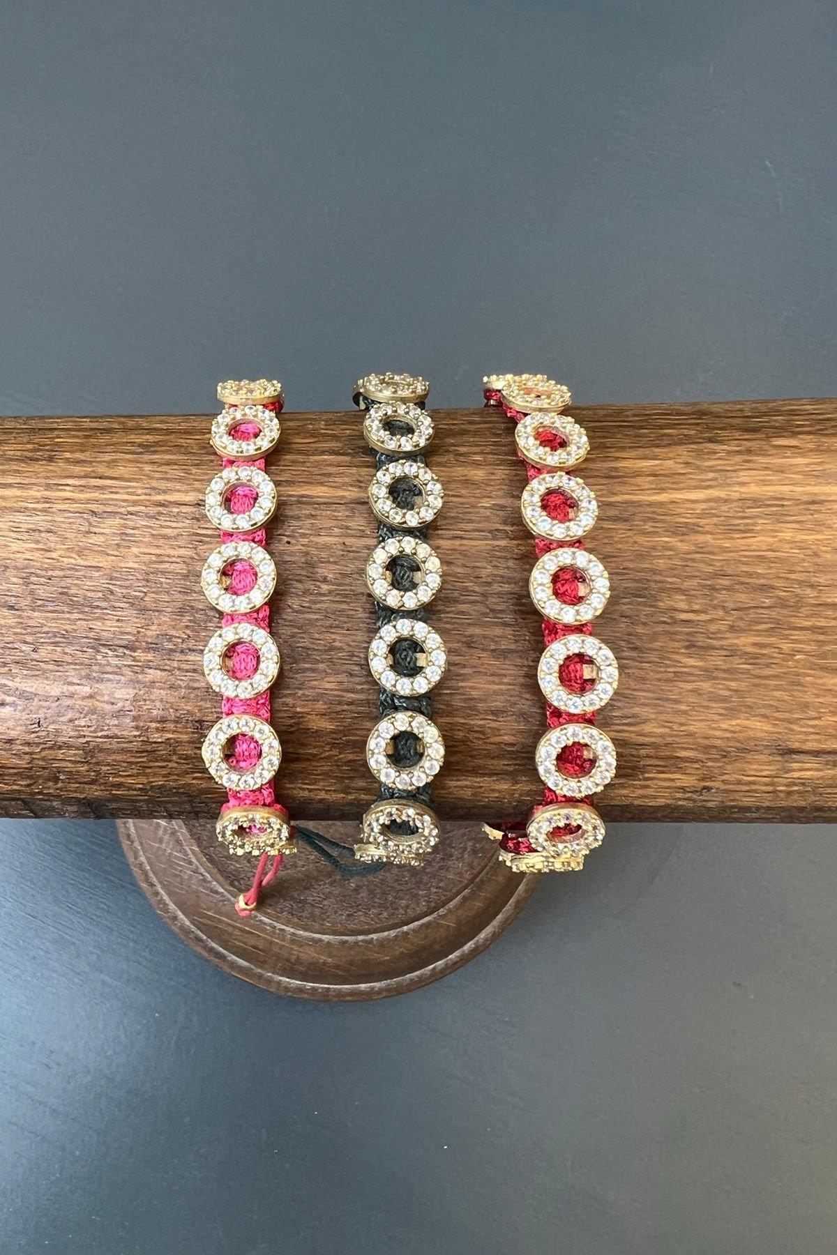 Yuvarlak Model Taşlı Bronz Bileklik By-6857