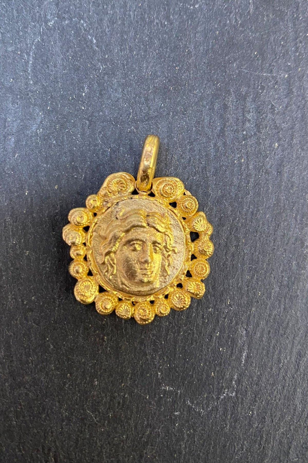 Yüz Figürlü Yuvarlak Bronz Kolye Ucu By-6230