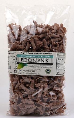 BEYORGANİK  GİGLİO MAKARNA(KÜLAH ŞEKLİNDE)  KEPEKLİ 500 GR