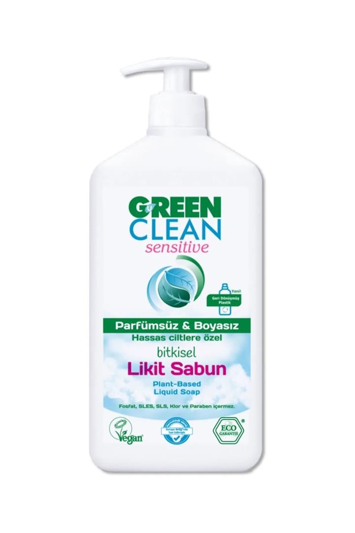 GREEN CLEAN SENSİTİVE PARFÜMSÜZ BOYASIZ LİKİT SABUN 500 ML