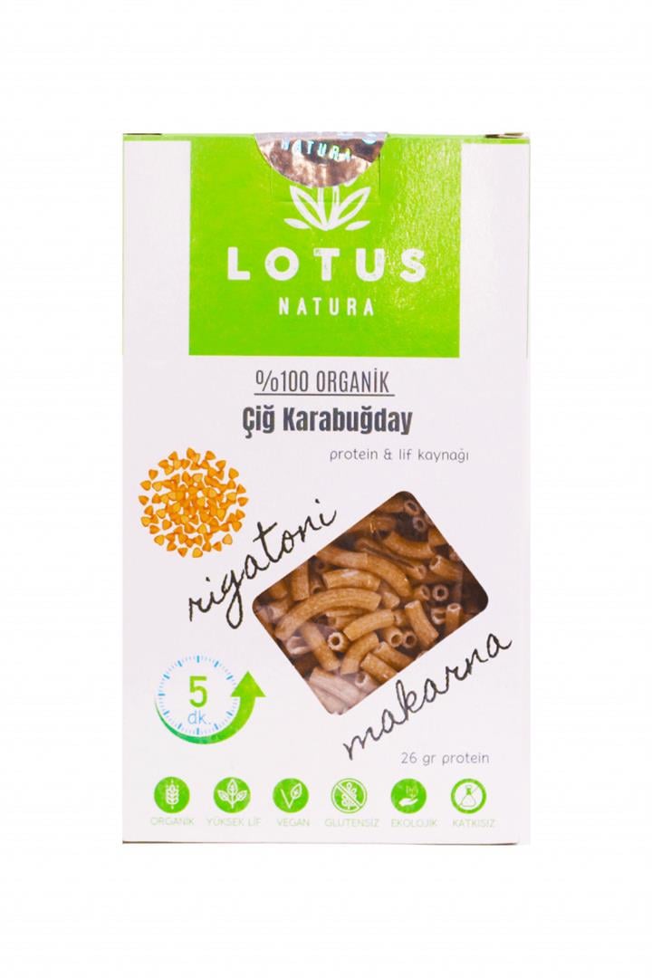LOTUS ORGANİK ÇİĞ KARABUĞDAY RİGATONİ MAKARNA 200 GR