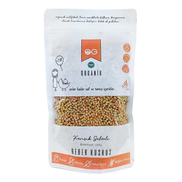 OG ORGANİK KARIŞIK SEBZELİ BAKLİYAT UNLU BEBEK KUSKUS  250 GR