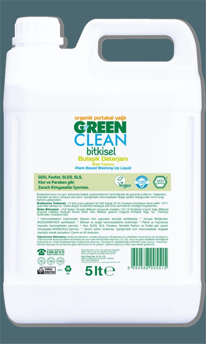 U GREEN CLEAN BULAŞIK DETERJANI 5 L