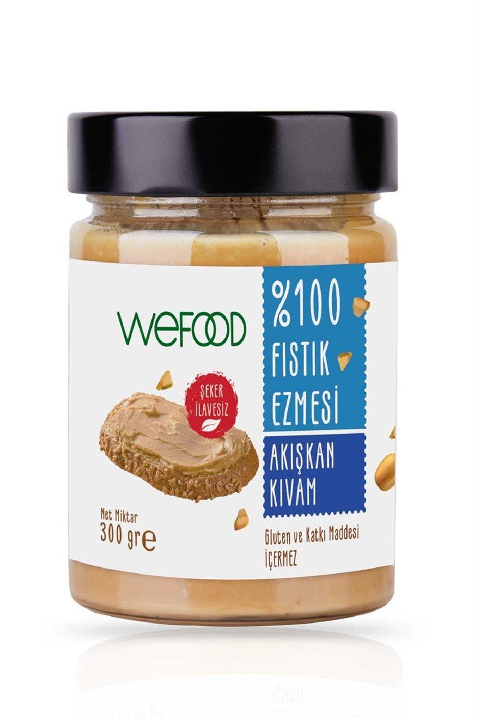 WEFOOD ŞEKERSİZ SADE %100 FISTIK EZMESİ AKIŞKAN KIVAM 900 GR