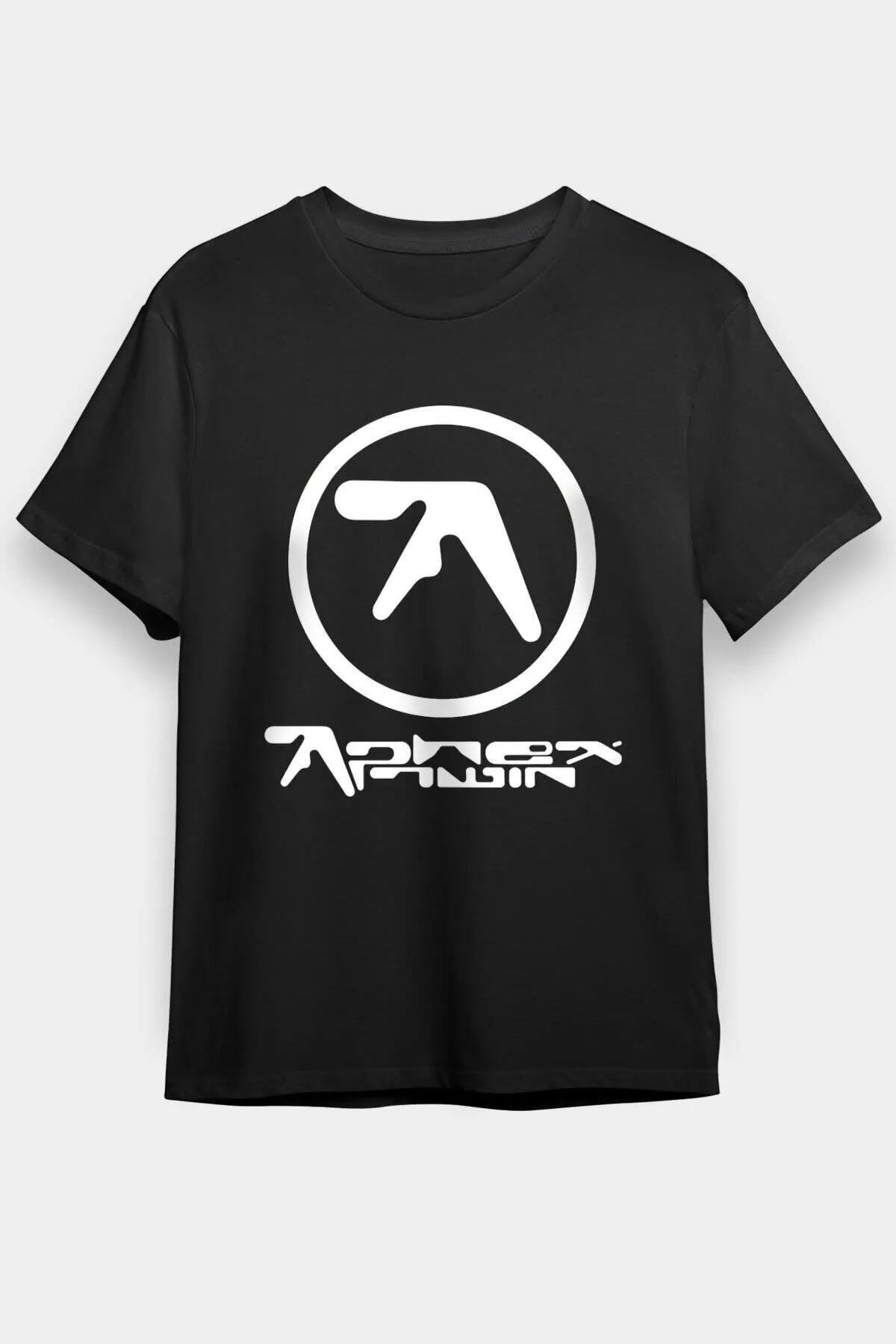 Unisex Bol Kalıp Aphex Twin Baskılı Siyah Tişört - Tshirt