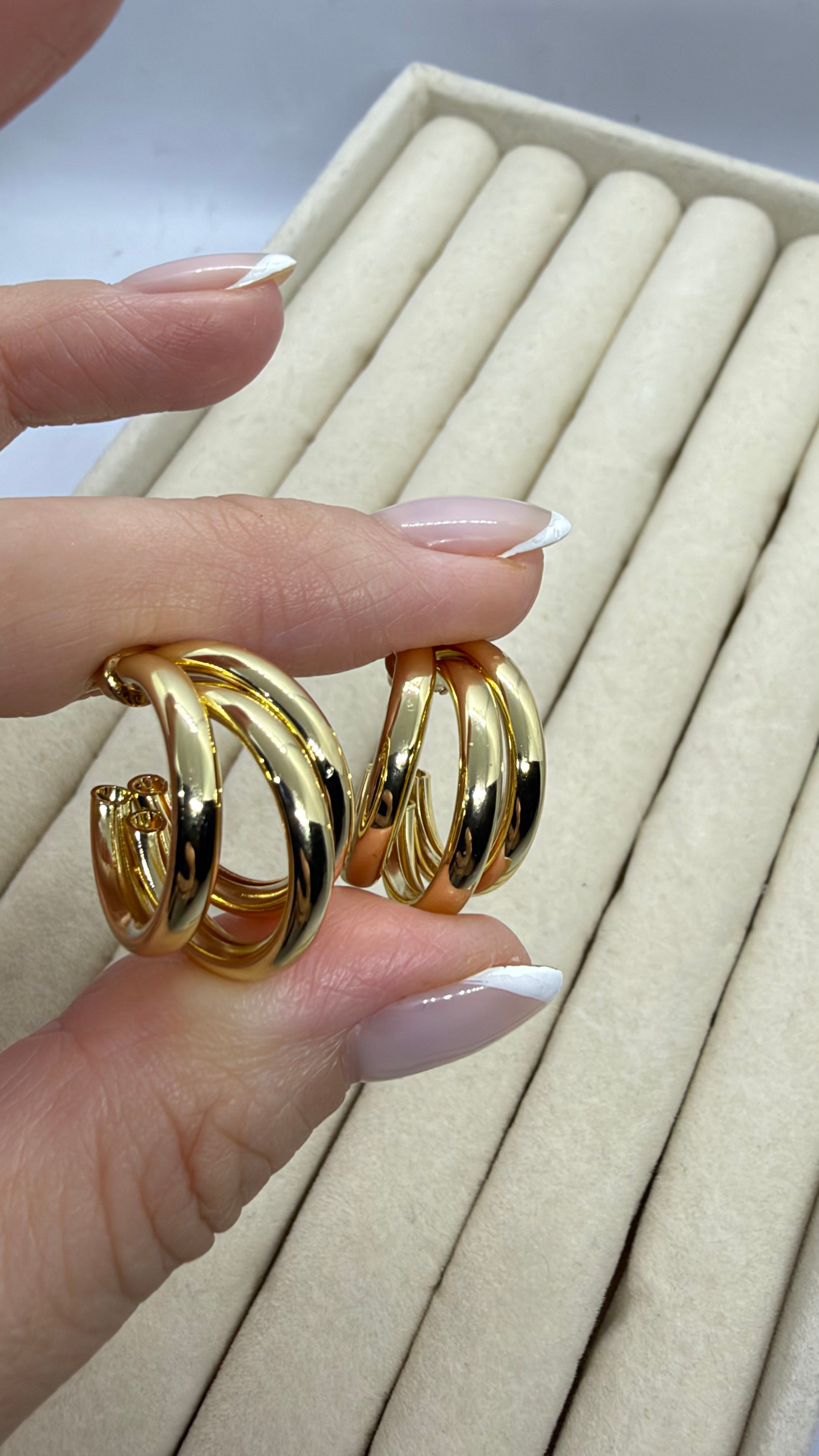  Gold Üçlü Halka küpe