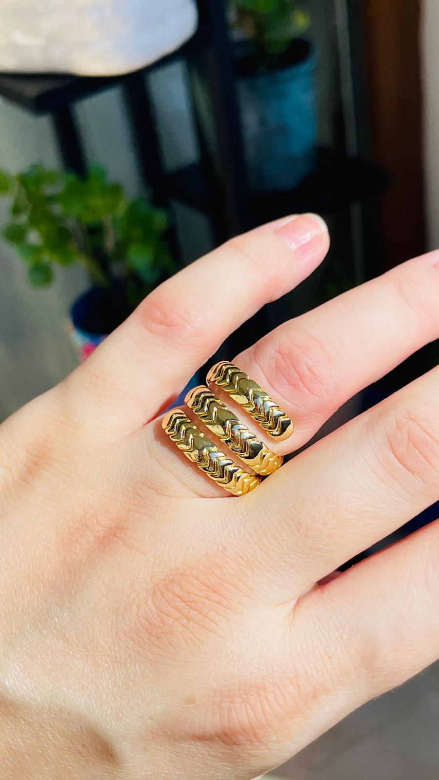 3 Sargılı Gold Ayarlanabilir Yüzük