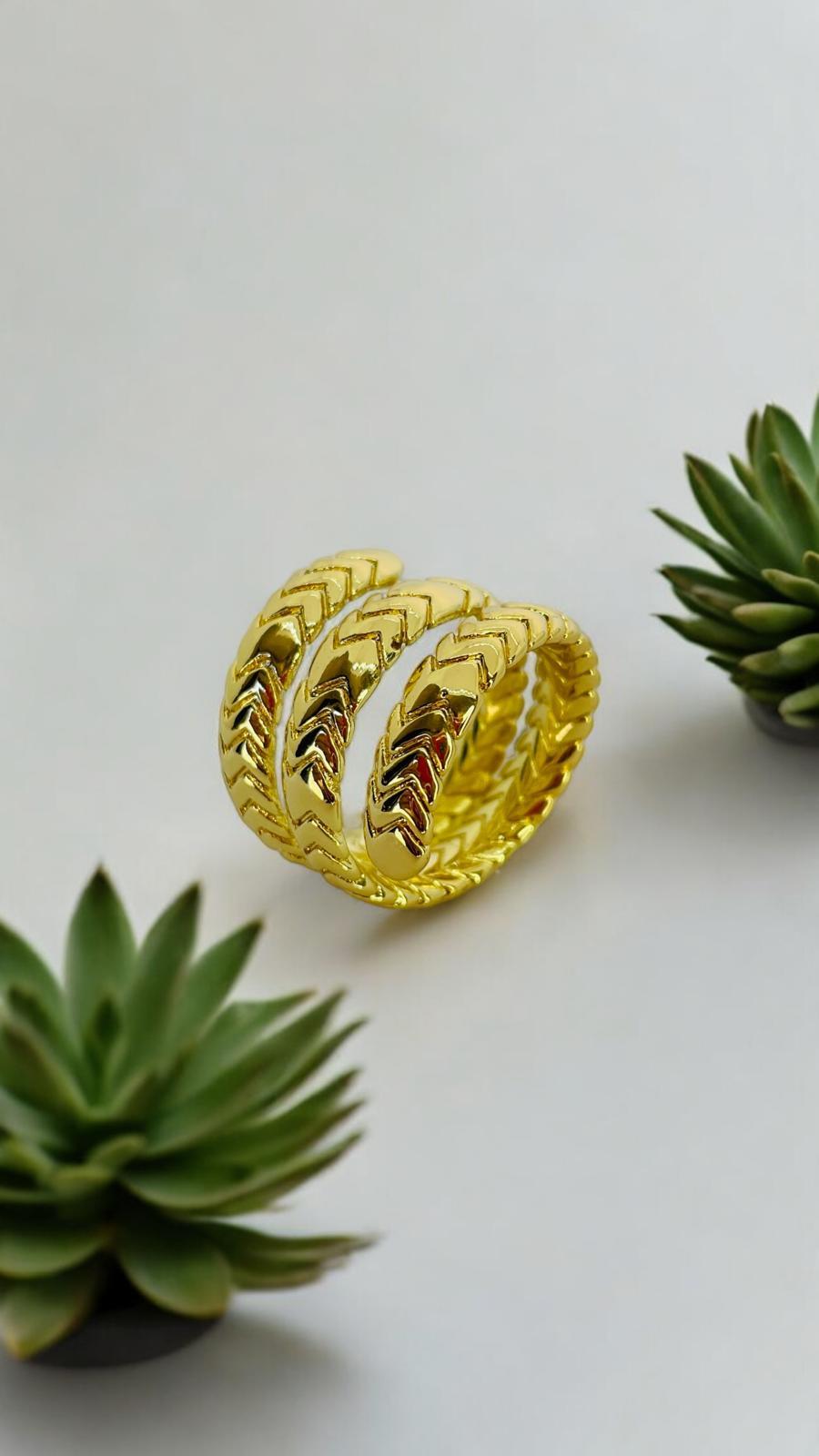 3 Sargılı Gold Ayarlanabilir Yüzük