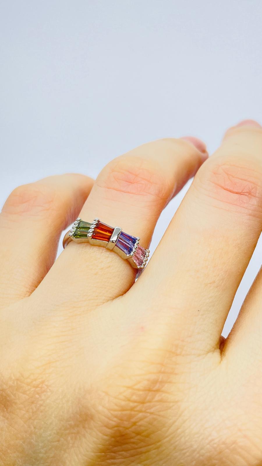 4 Renkli Taşlı Ayarlanabilir Yüzük