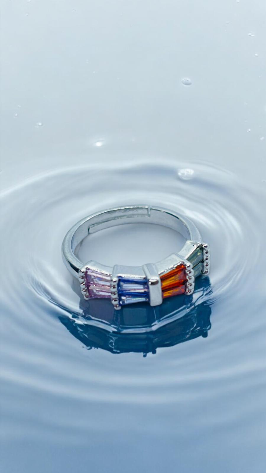 4 Renkli Taşlı Ayarlanabilir Yüzük