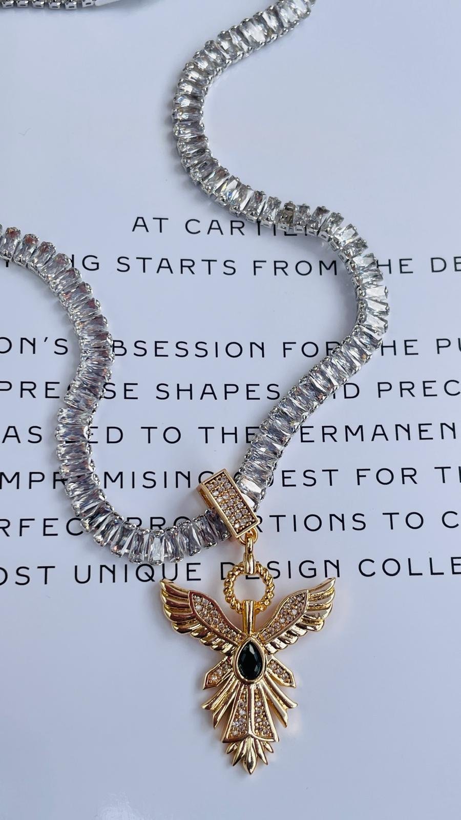 Anka Kuşu Uçlu Baget Suyolu Kolye