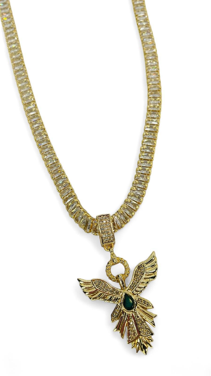 Anka Kuşu Uçlu Baget Suyolu Kolye