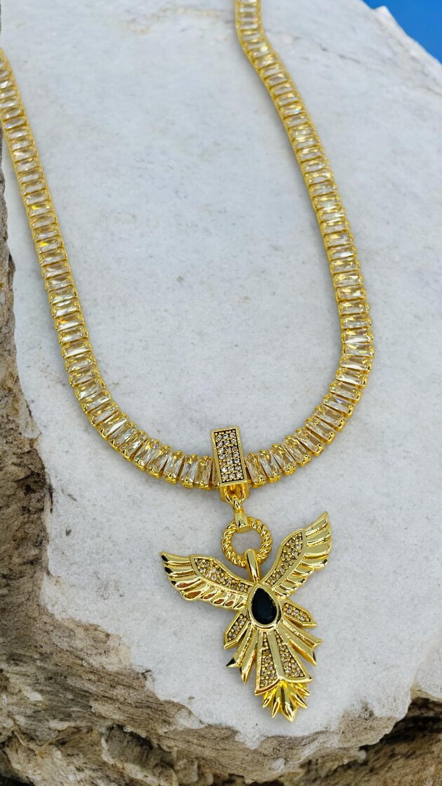 Anka Kuşu Uçlu Baget Suyolu Kolye