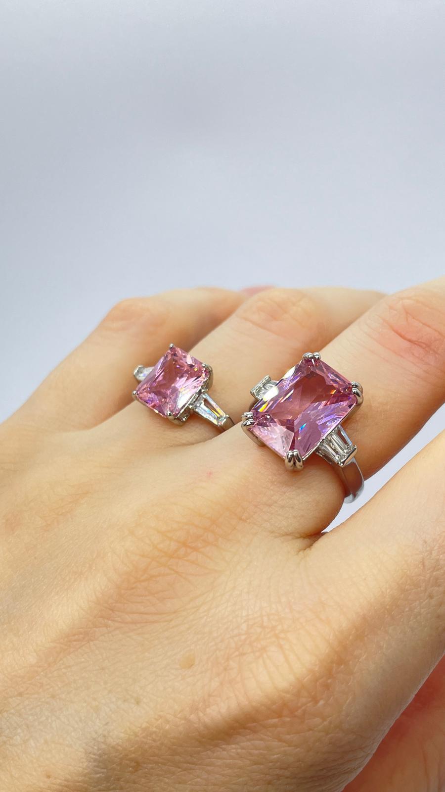 Baget Mini Pembe Taşlı Numaralı Yüzük