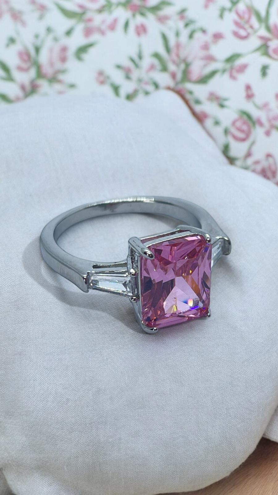 Baget Mini Pembe Taşlı Numaralı Yüzük