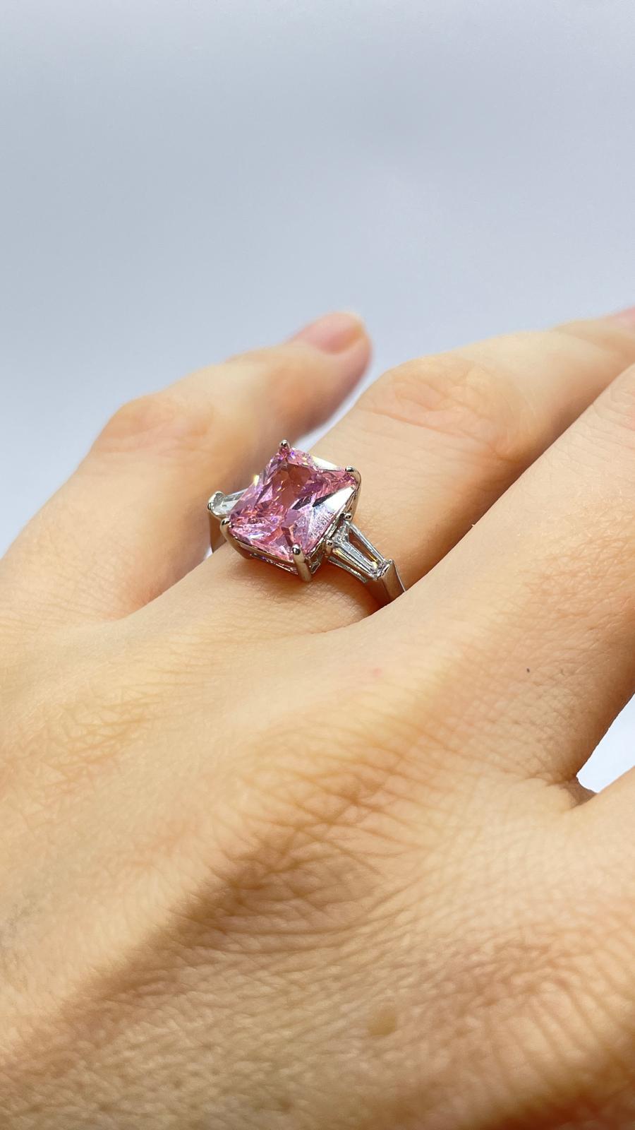 Baget Mini Pembe Taşlı Numaralı Yüzük