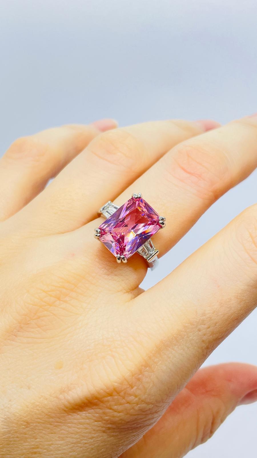 Baget Pembe Taşlı Numaralı Yüzük