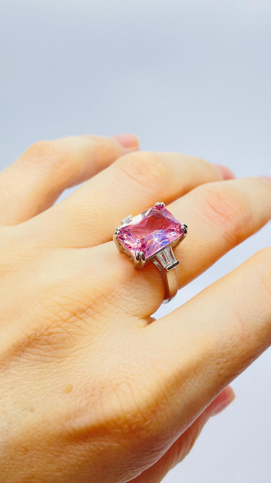 Baget Pembe Taşlı Numaralı Yüzük