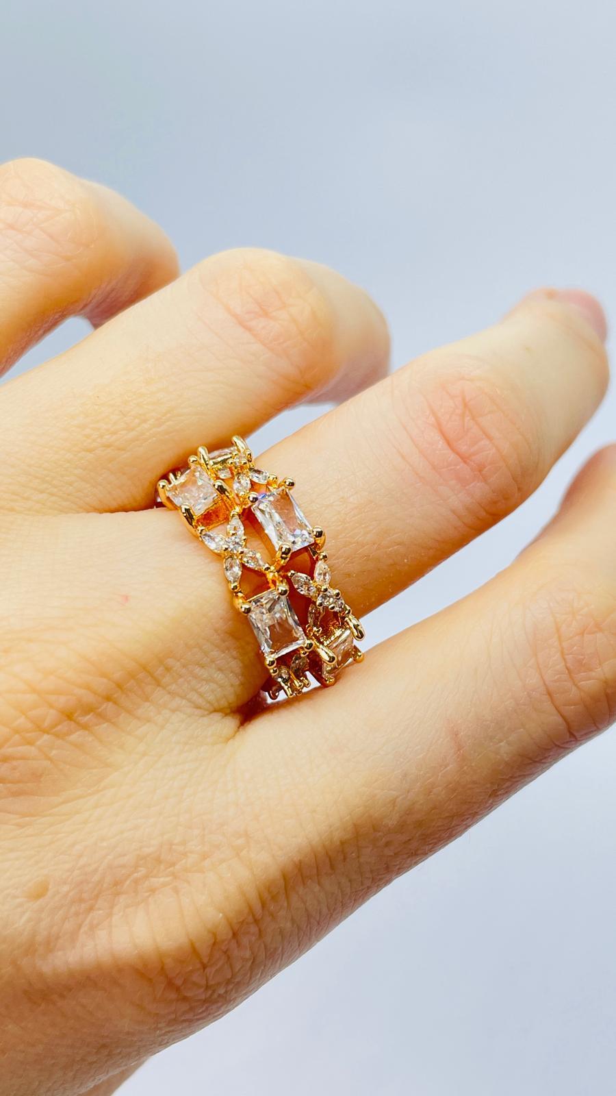 Baget  X Taşlı Ayarlanabilir Yüzük