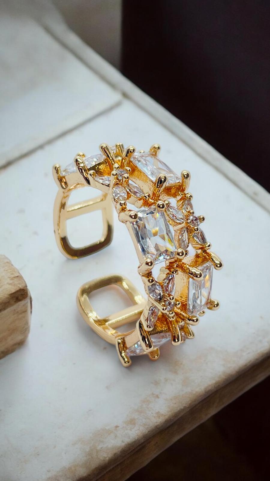 Baget  X Taşlı Ayarlanabilir Yüzük