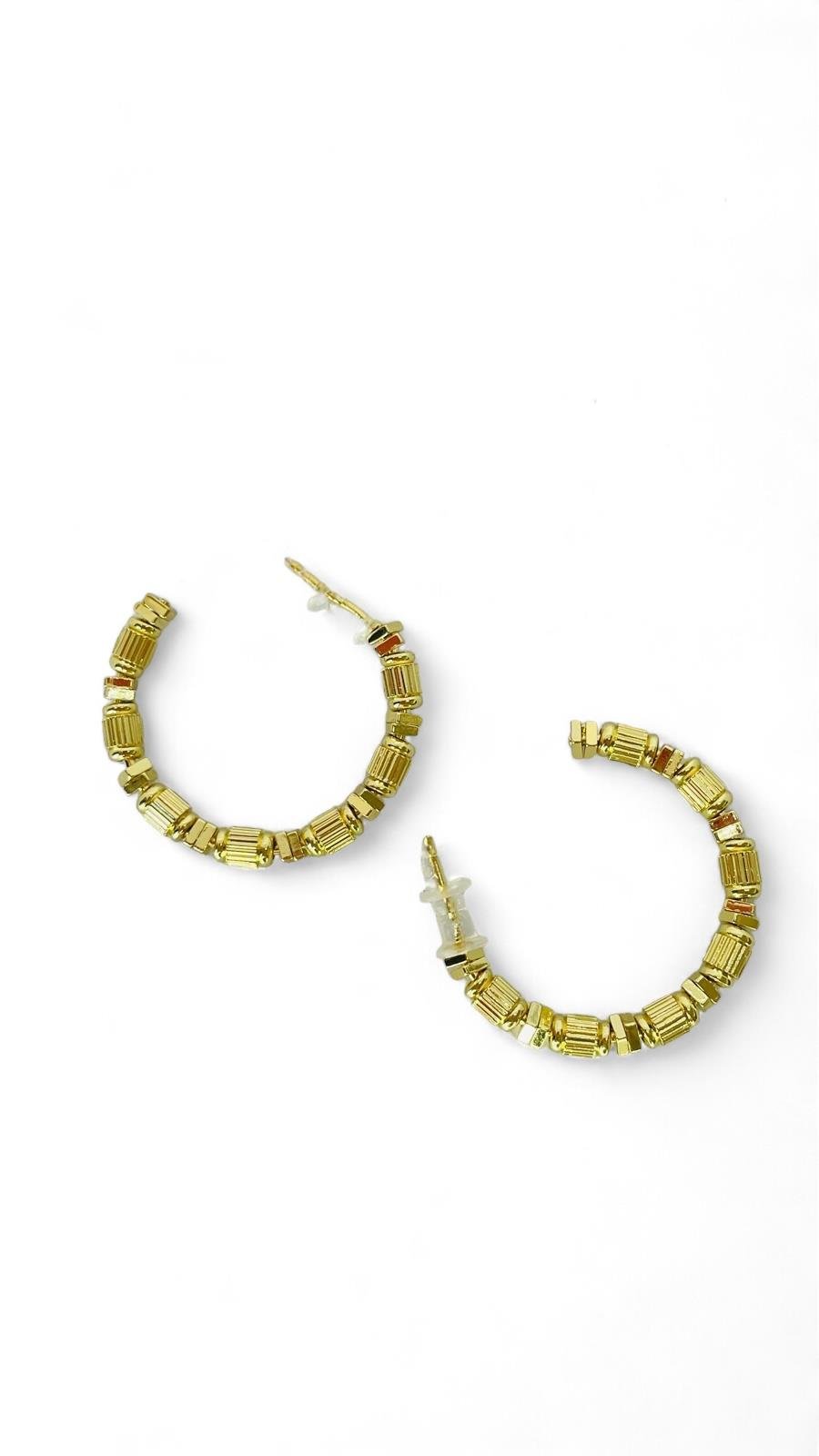 Boncuk  Detaylı Gold Halka Küpe